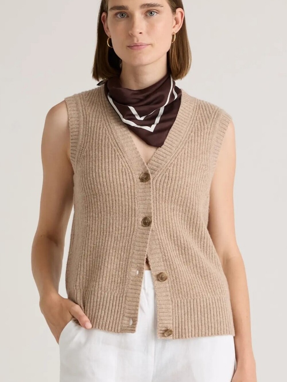 Quince Mongolian Cashmere Fisherman Sweater Vest - Picture 3 of 8